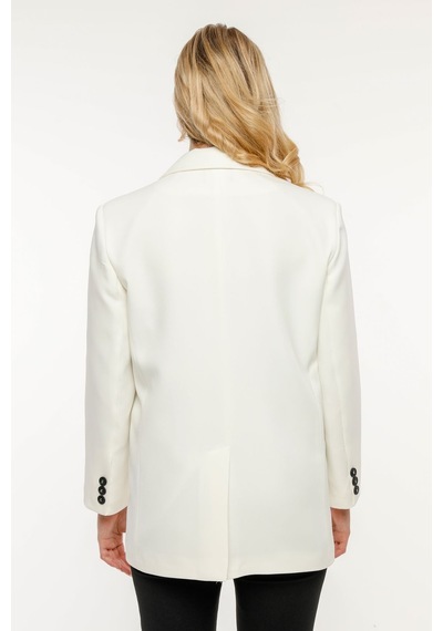 Ekru Kadın Düğmeli Blazer Ceket 001