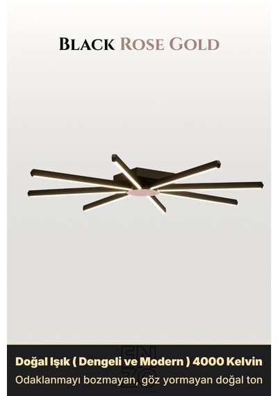 Pulsar Rose Gold Modern Led Tavan Avize - Aşağı Işık Kumandalı Dim Edilebilir Doğal Işık