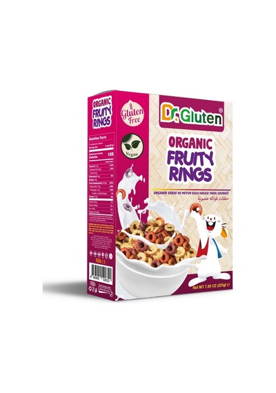 Dr. Gluten Organik Sebze ve Meyve Sulu Halka Tahıl Gevreği 225 G