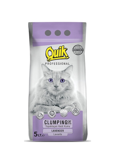 Quik Lavanta Kokulu İnce Topaklaşan Bentonit Kedi Kumu 5 L