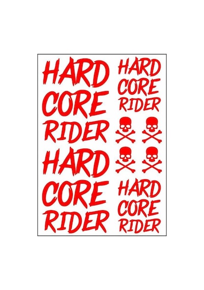 A4 Sticker 119 Tek Paket Çoklu Sticker Hard Core Rider Kırmızı Standart