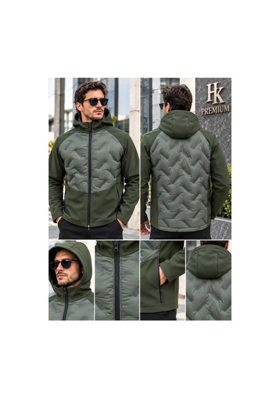 Hk Premium Erkek Parmak Baskı Kapitone %100 Polyester Hibrit Softshell Kapüşonlu Şişme Mont Haki Hk Premium Erkek Parmak Baskı Kapitone %100 Polyester Hibrit Softshell Kapüşonlu Şişme Mont Haki
