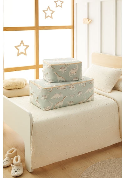 Ocean Home Textile 2'li Çocuk Odası Dinozor Hurç Set 1 Adet 30 x 22 x 18 / 1 Adet 52 x 28 x 21 cm