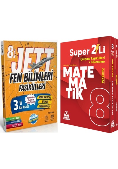 Ünlüler 8. Sınıf Fen Bilimleri Jett Soru Fasikülleri Ve Örnek Akademi Süper İkili Matematik Seti
