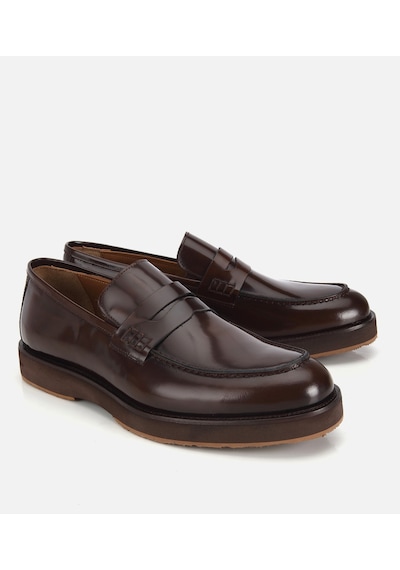 Hotiç Erkek Açma Deri Siyah Kalın Tabanlı Klasik Loafer