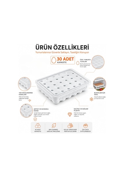 30 Gözlü Kilitli Yumurta Saklama Kabı Plastik Yumurta Taşıma Kutusu Kapaklı Şeffaf Buzdolabı Düzenleyici Bpa Free 30'lu Yumurta Organizeri Çok Renkli