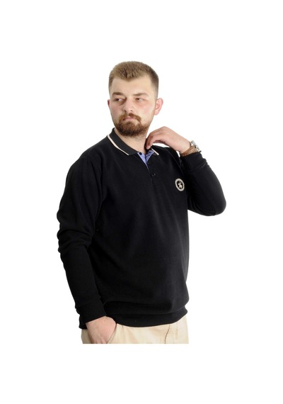 Mode Xl Büyük Beden Erkek Sweat Polo Selanik Horse 23440 Siyah Siyah