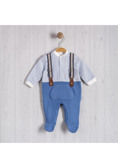 Lamato Baby Salopet Askılı Kangru Cepli Bebe Erkek Tulum Indigo