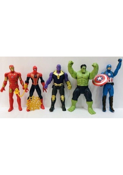 Yenilmezler Thanos - Hulk - Captain America - Örümcek Adam - Iron-man 5'li Süper Kahraman Oyun Seti