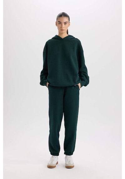 Defacto Standart Boy Beli Paçası Lastikli Cepli Basic Düz Kalın Kumaş Jogger Eşofman Altı D9934AX24WNGN465 Yeşil