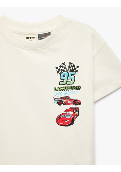 Koton Lisanslı Lightning Mcqueen Baskılı Kısa Kollu Tişört Ekru 6smb10228tk