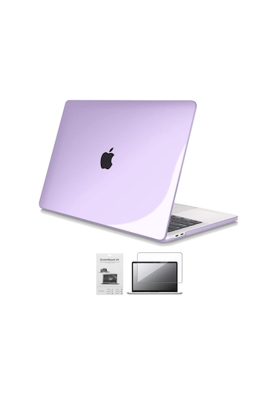 13" Apple Uyumlu MacBook Pro A2338 M1 Kristal Mor Kılıf Koruyucu + Ekran