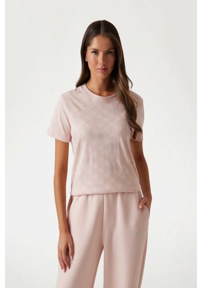 Guess Kadın Pembe 4g Logolu T-shirt Pembe