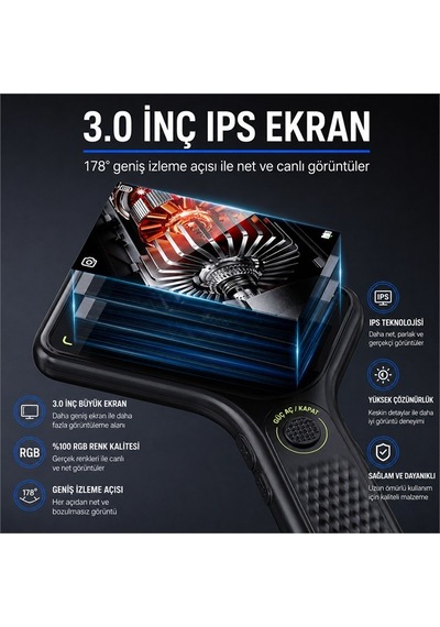 Powermaster Pm-29314 3.0" Ips Ekranlı El Tipi Dijital Mikroskop 2 Mp Kamera Pc Kamera