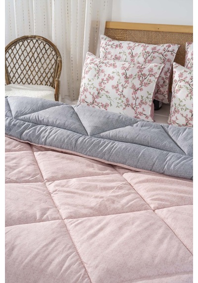 Rivaistanbul Pudra-gri Modie Çift Kişilik Çift Taraflı Lüx Yorgan 195x215 Cm Pembe