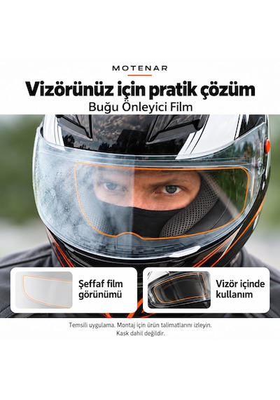 Motenar Motosiklet Kask Vizörü Buğu Önleyici Şeffaf Film Pinlock 1 Adet