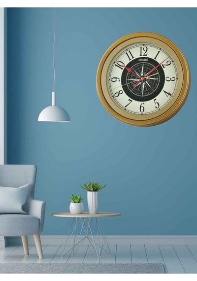 Seiko Qxa844g Kahverengi Renkli Plastik Kasa Pusula Kadranlı Quartz Mekanizmalı Duvar Saati Çok Renkli