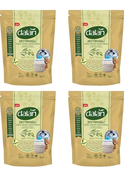 Dalan Zeytin Mucizesi Zeytinyağlı Granül Matik Sabun Tozu 32 Yıkama 4 x 1 KG
