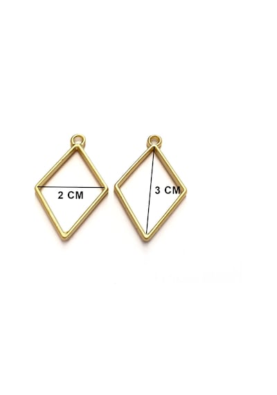 Tahtakale Toptancı Epoksi Basık Kare Model Metal Kolye Takı Ucu 5 Adet Gold Gold