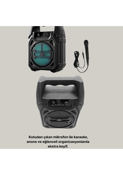 6.5 İnç Taşınabilir Bluetooth Hoparlör 15w, Kablosuz Mikrofon, Usb, Tf Kart Ve Fm Radyo