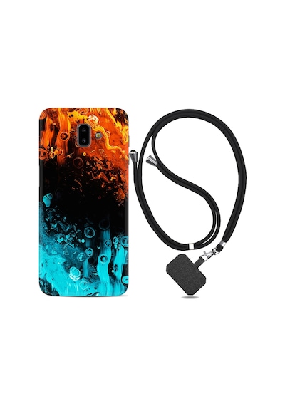 Samsung Uyumlu Galaxy J6 Plus Kılıf Ipli Askılı Orange Blue Color 1665