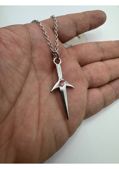 Naruto Kunai Figürlü İtachi & Sasuke Temalı Unisex Kolye 60 Cm Zincirli Anime Takı Gümüş 36742559