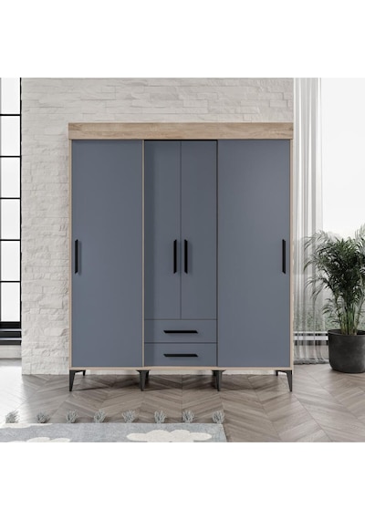 Afilli Izmir Çocuk Odası Takımı Tamamı Mdf Antrasit Ve Flora Antrasit