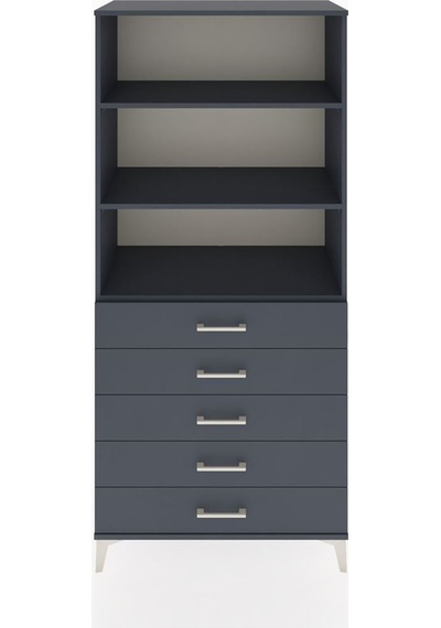 Hyperion Dolap 3 Raflı 5 Çekmeceli 88x44x195 Antrasit-antrasit Antrasit