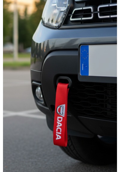 Dacia Uyumlu Çıt Çıtlı Tampon Dili Çeki İpi Spor Görünümlü Oto Tampon Sticker & Arma Aksesuar Kırmızı