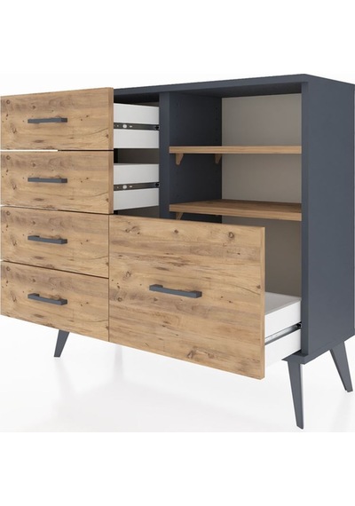 Arges Şifonyer 2 Raflı 5 Çekmeceli 88x30x80 Antrasit-çam Çam Arges Şifonyer 2 Raflı 5 Çekmeceli 88x30x80 Antrasit-çam Çam