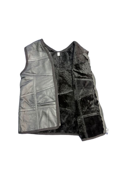 Ln Leather Özel Üretim Patchwork -süet Gerçek Deri Çocuk Yelek 2-3 Yaş Siyah