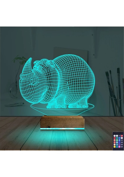 Luvivia Gergedan 3d Lamba - Masa Gece Lambası Şeffaf