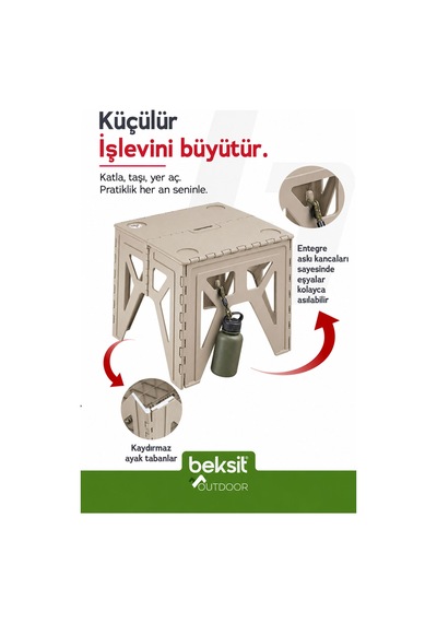 Outdoor Herkül D Katlanır Masa Bej Bej