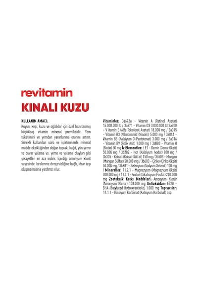 Kınalı Kuzu Koyun Keçi Kuzu Ve Buzağı Hayvan Yem Katkı 10 Kg Kova