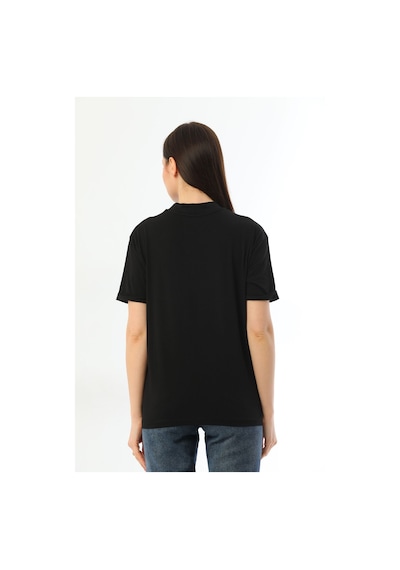 Kallima Siyah 2'Li Paket Dik Yaka Rahat Kalıp  Pamuk T-Shirt Siyah