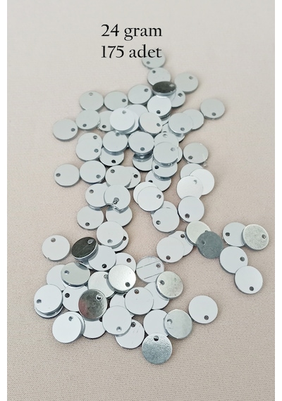 Oya Abiye Bileklik Kolye Pleksi Metalik Plastik Pul Gümüş Renk 24 Gram 255 Adet - Bnc583