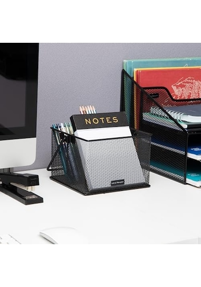 Reader Network Mutfak Eşyaları Veya Aksesuar Kutusu, Saplı, Tezgah Veya Çalışma Masası Düzenleyici, Metal Izgara, 2 Adet, 25,4 Cm U X 17,8 Cm G X 12,1 Cm Y, Siyah 0