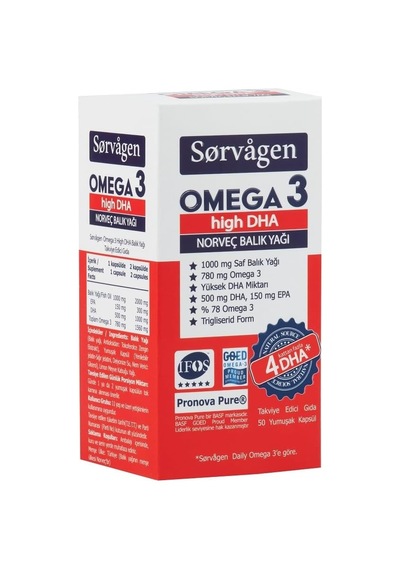 Sorvagen Omega 3 High Dha 1000mg Balık Yağı, 50 Kapsül