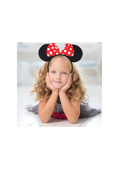 Kırmızı Fiyonklu Minnie Mouse Taç Fare Tacı Kafa Bandı