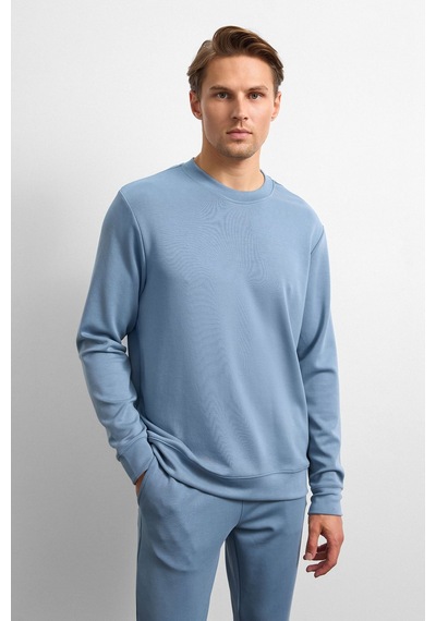 Backandbond Mavi Regular Fit Bisiklet Yaka Sweatshirt