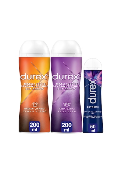Durex Play 2in1 Aloe Vera Masaj Jeli 200 ML + Play Ylang Ylang Masaj Jeli 200 ML + Extreme Jel 50 ML