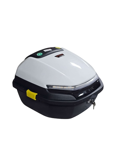 Motosiklet Arka Çanta 33 Litre Beyaz Stop Işıklı Sinyalli-2167