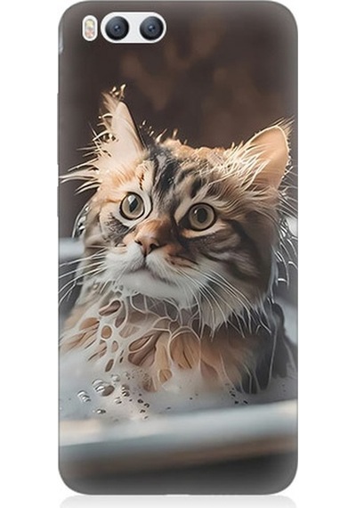 Xiaomi Mi 6 Uyumlu Banyo Yapan Kedi Desenli Silikon Kılıf