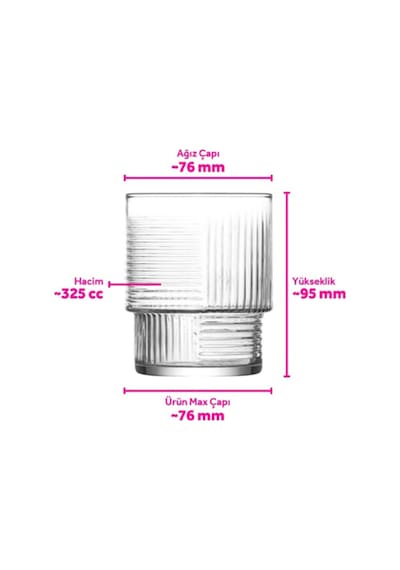 Lav Helen Cam Meşrubat Bardağı 6'lı 325 ml (Su/Viski/Kokteyl Bardağı )