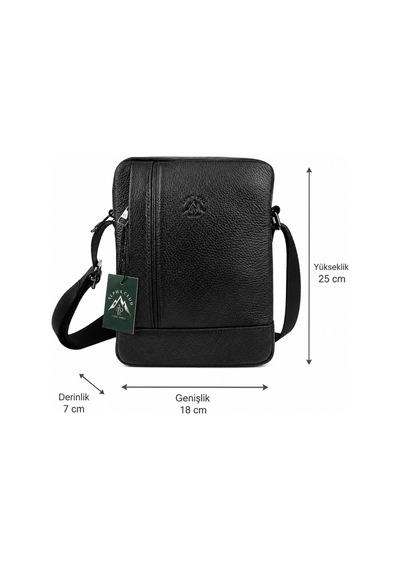 Alphaclub Bag Erkek Mat Siyah Hakiki Deri Postacı El Ve Omuz Çantası Orta Boy