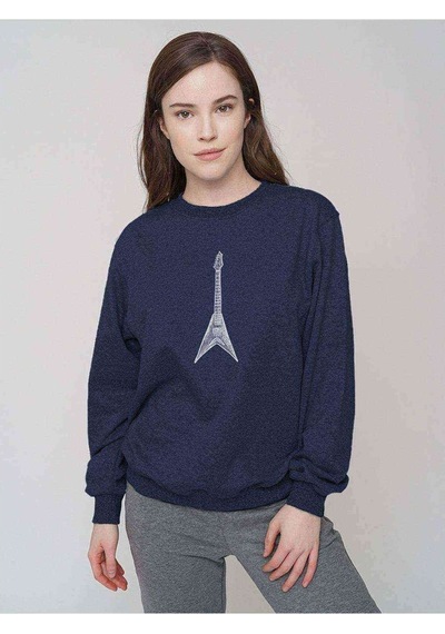 Drawing Rock Guitar Baskılı Indigo Mavi Kadın Sweatshirt