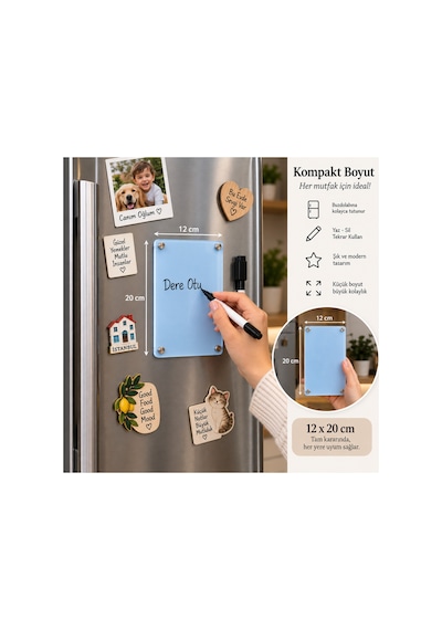 Akrilik Silinebilir Notluk Yazı Tahtası Mıknatıslı Not Panosu 12x20cm 2 Adet Kalemli Sürpriz Hediyeli 85329771