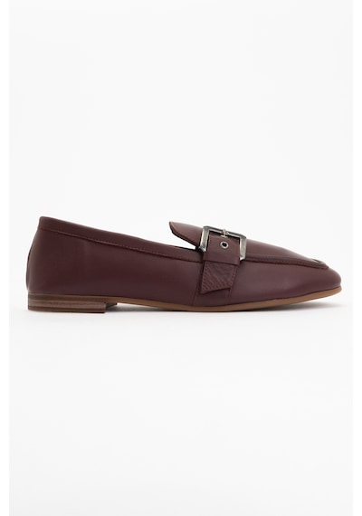 Luvishoes Luvi Shoes Clarıon Bordo Cilt Hakiki Deri Kemerli Küt Burun Kadın Loafer Ayakkabı Bordo