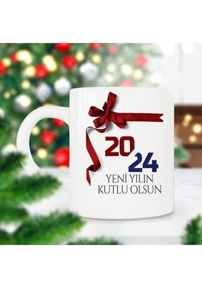 2024 Yeni Yılın Kutlu Olsun 20 24 Yılbaşı Hediyesi Baskılı Kupa Bardak Çok Renkli