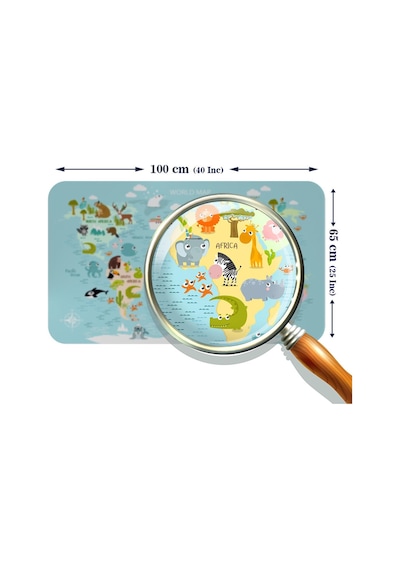 Eğitici Dünya Haritası Dünya Atlası Çocuk Ve Bebek Odası Duvar Sticker-60x105-3782 - Renkli Çok Renkli